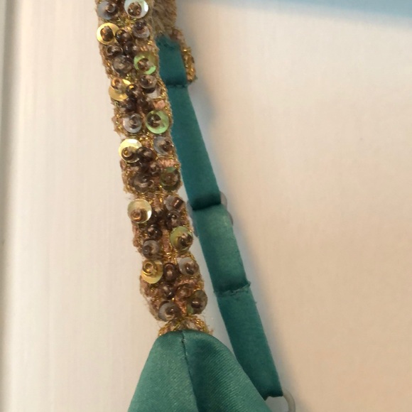 Gorgeous silk top with beaded adjustable straps - Picture 3 of 5